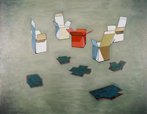 DAN FOGEL, Contemporary realism, still-life, still life, box, boxes, oil painting