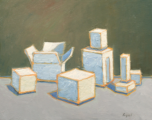 painting of boxes: realism