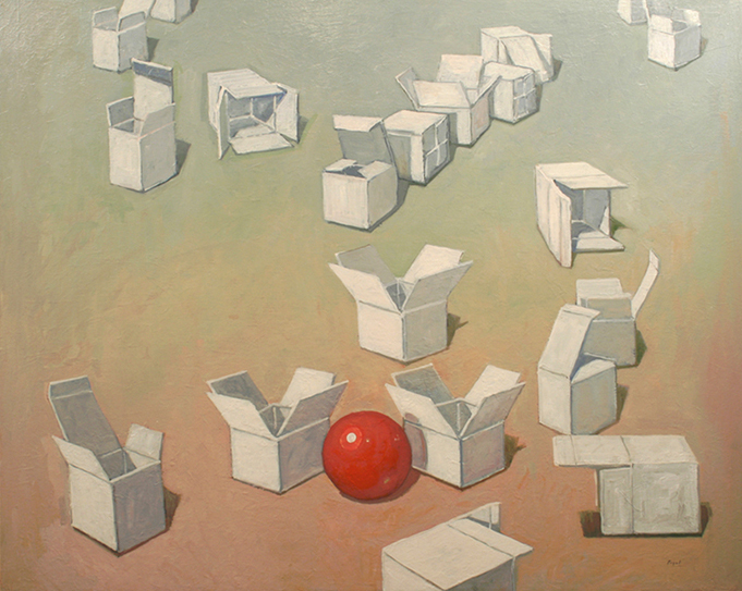 painting of boxes: realism